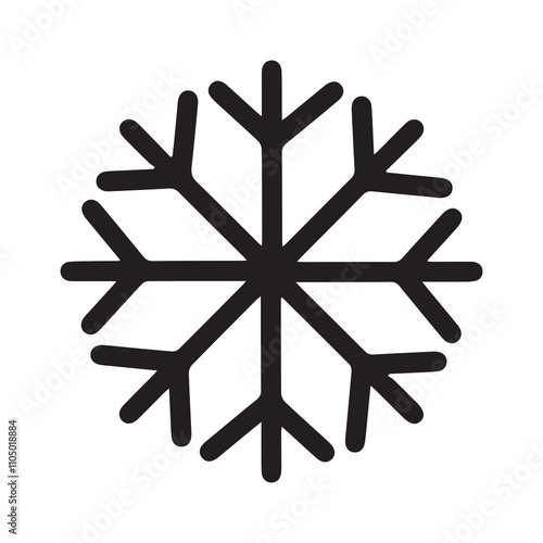 Black and White Snowflake Illustration: A simple yet intricate depiction of the geometric symmetry found in snowflakes, ideal for winter-themed designs or creative projects focused on nature’s beauty