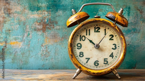 Wallpaper Mural Vintage alarm clock isolated against a neutral background, offering generous text copy space for creative use. Torontodigital.ca