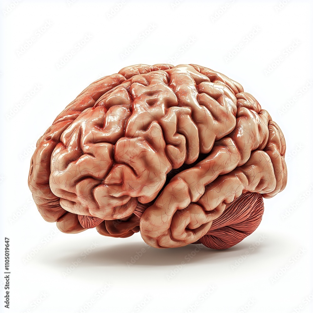Naklejka premium Plastic brain internal organ model on white background