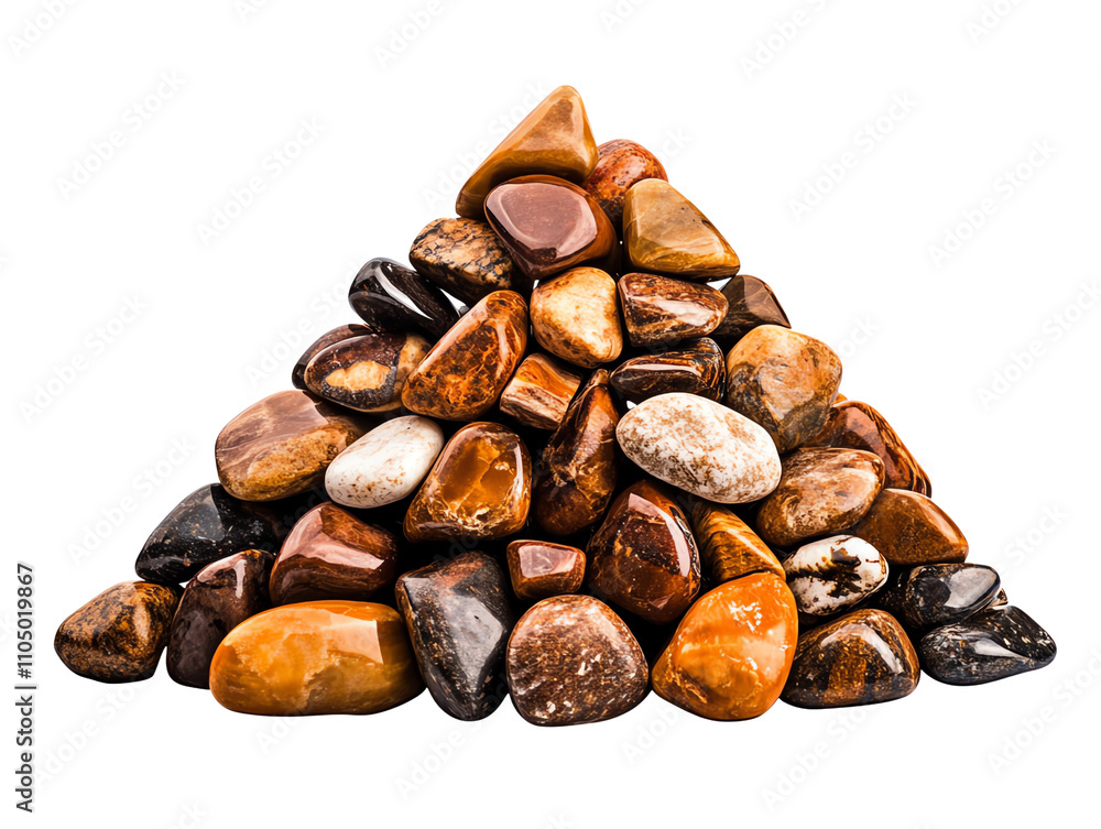 Assorted gemstones forming a pyramid shape on a white isolated background. Assorted gemstones forming a pyramid shape on a white isolated background.