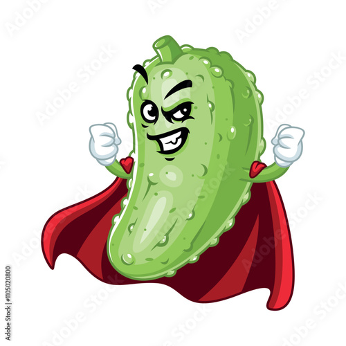 Superhero Pickle Cartoon Character.