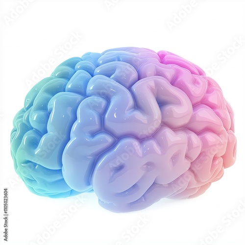 Plastic brain internal organ model on white background