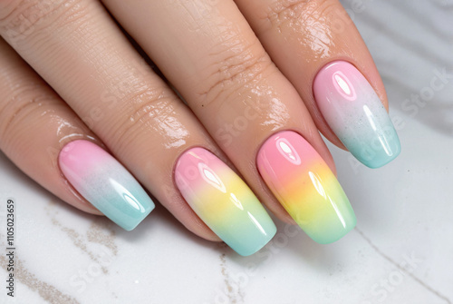 Ombre pastel nail art with soft gradients