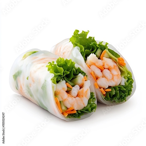 Macro Shot of Vietnamese Goi Cuon Summer Roll on White Background photo