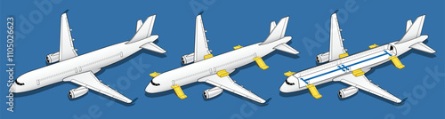 Airplane flight infographics with information. vector illustration
