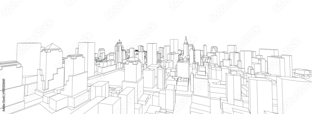 Fototapeta premium 3d wireframe of building. sketch design.Vector 