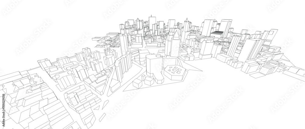Fototapeta premium 3d wireframe of building. sketch design.Vector 