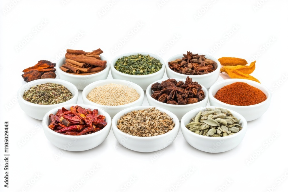 spices and herbs on a white background spices and herbs on a white background