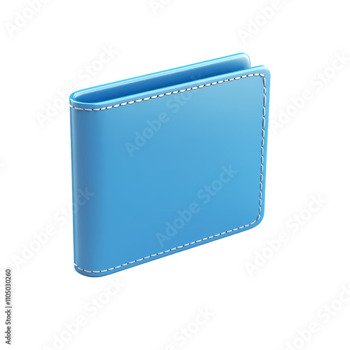 blue wallet 3d cartoon render icon isolated transparent background cutout