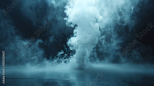 Ethereal Blue Smoke Rising Above Dark Surface
