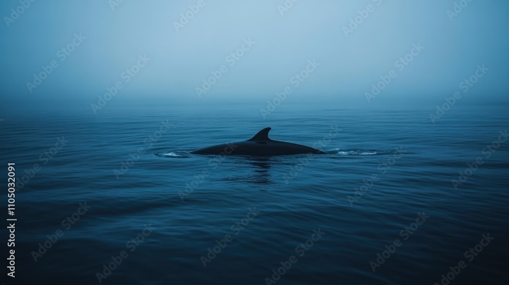 Fototapeta premium Orca Fin Visible In Misty Ocean Water