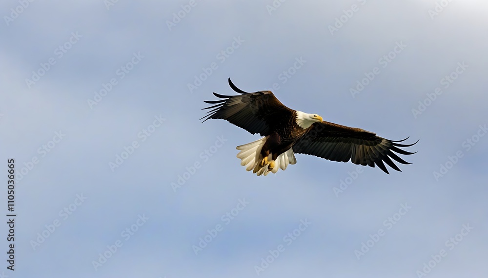 Obraz premium Flying Bald Eagle in the Sky - A display of natural beauty.