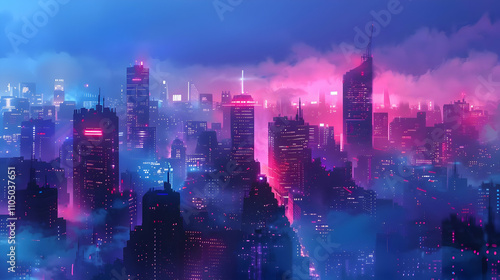 Wallpaper Mural Cyberpunk Cityscape Illustration Torontodigital.ca