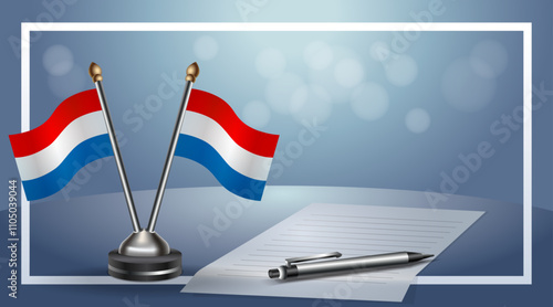 Netherlands and Netherlands Small national flag on bokeh background, cooperative relationship