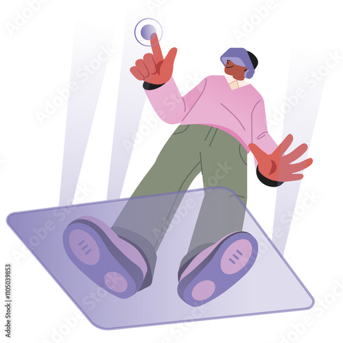 Man in VR headset exploring virtual world