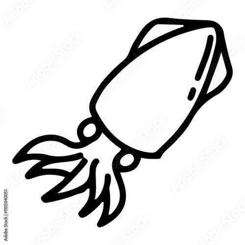 Doodle drawing icon of squid