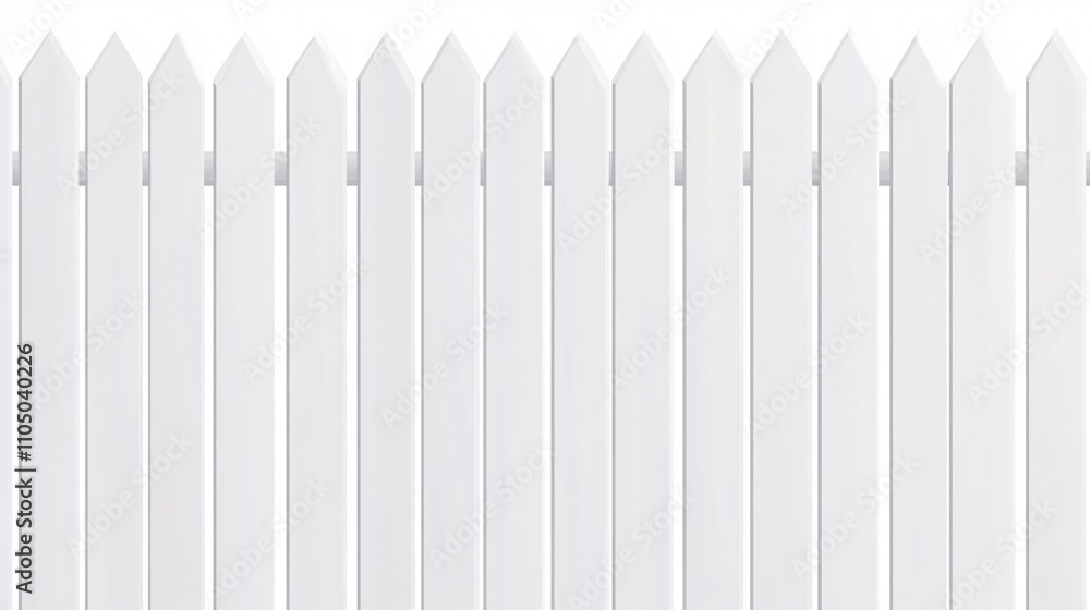 86.A seamless vector illustration of a white picket fence, with simple, evenly spaced vertical slats and clean lines. The repetitive pattern stretches across the scene, creating a minimalistic and 86.A seamless vector illustration of a white picket fence, with simple, evenly spaced vertical slats and clean lines. The repetitive pattern stretches across the scene, creating a minimalistic and