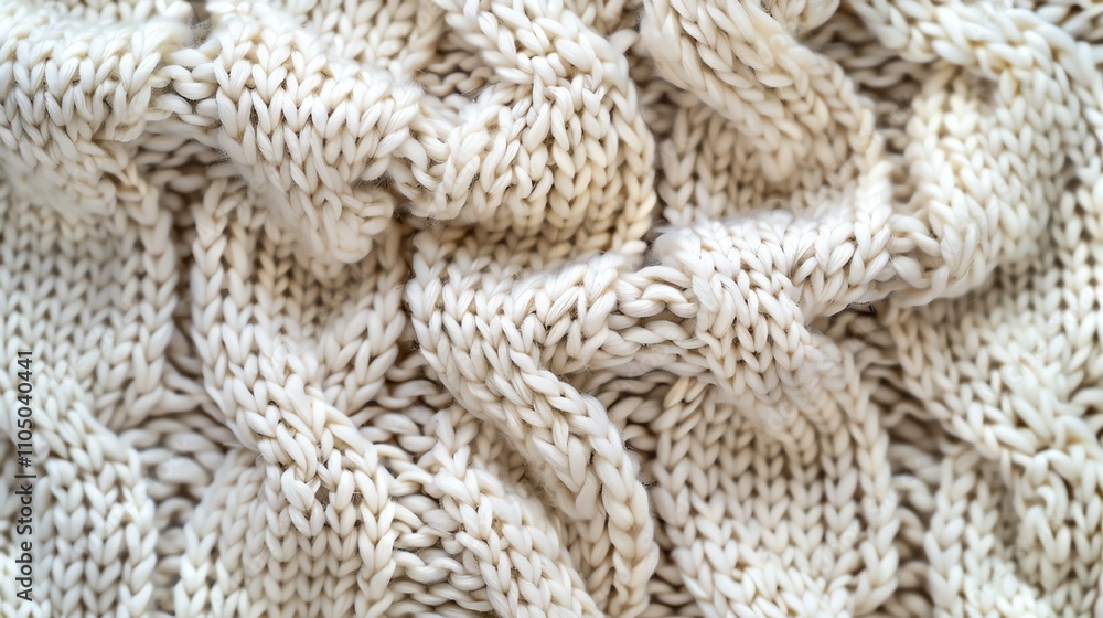 Close-up of a knitted fabric with a cable knit pattern. Close-up of a knitted fabric with a cable knit pattern.