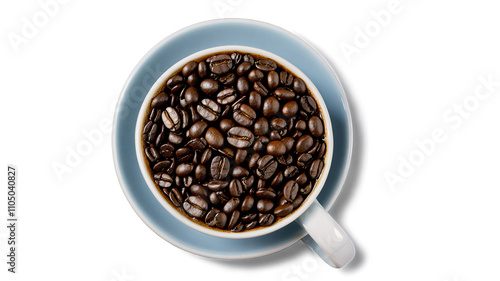 Cup Filled with Coffee Beans Isolated on Transparent  
 photo