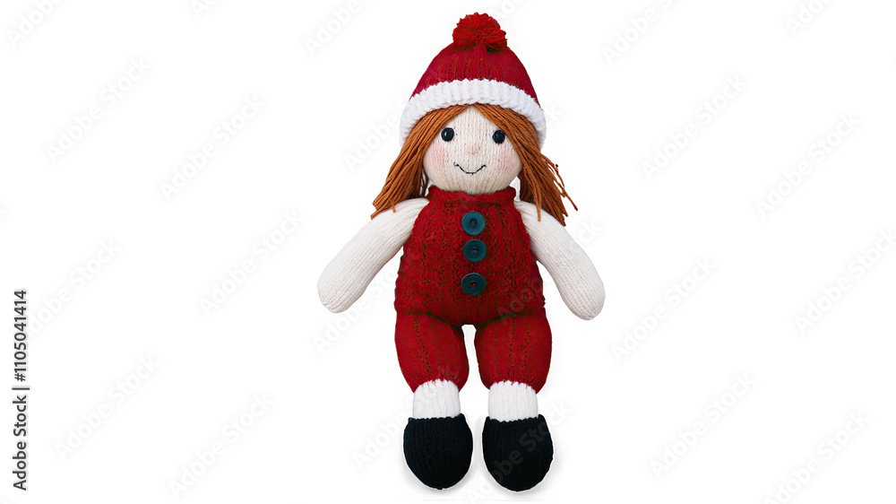 Handmade Doll in Red Winter Outfit Isolated
Handmade Doll in Red Winter Outfit Isolated
