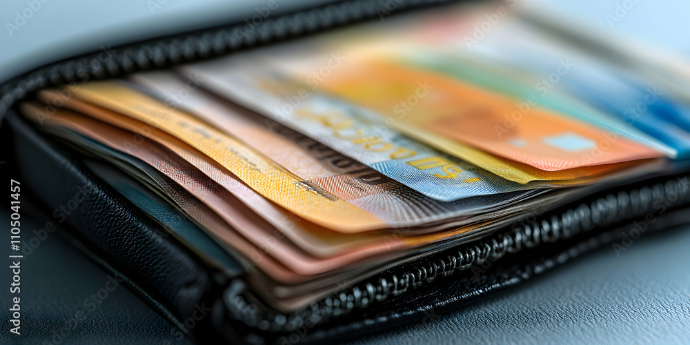 Close-up of a Black Leather Wallet Filled with Crisp Banknotes Close-up of a Black Leather Wallet Filled with Crisp Banknotes