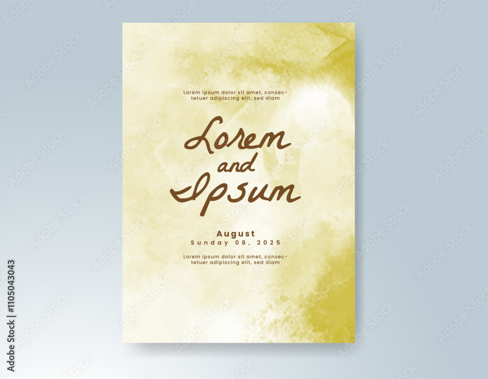 Wedding card invitation template with hand painted watercolor splash Wedding card invitation template with hand painted watercolor splash