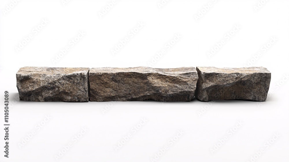 55.The strong, natural look of granite blocks with a rough, earthy texture paired with the smooth, reflective metal strips, creating a modern yet rugged barrier, perfectly aligned and isolated on a 55.The strong, natural look of granite blocks with a rough, earthy texture paired with the smooth, reflective metal strips, creating a modern yet rugged barrier, perfectly aligned and isolated on a