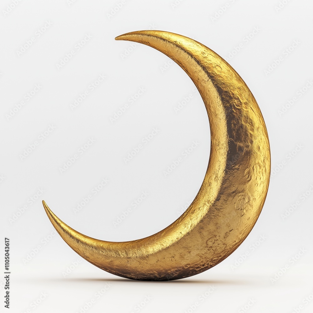 Golden Crescent moon shape isolated on green colour background with Ramadan greeting text, Ramadan Mubarak banner design with copy space, Ramadan Kareem poster design Golden Crescent moon shape isolated on green colour background with Ramadan greeting text, Ramadan Mubarak banner design with copy space, Ramadan Kareem poster design