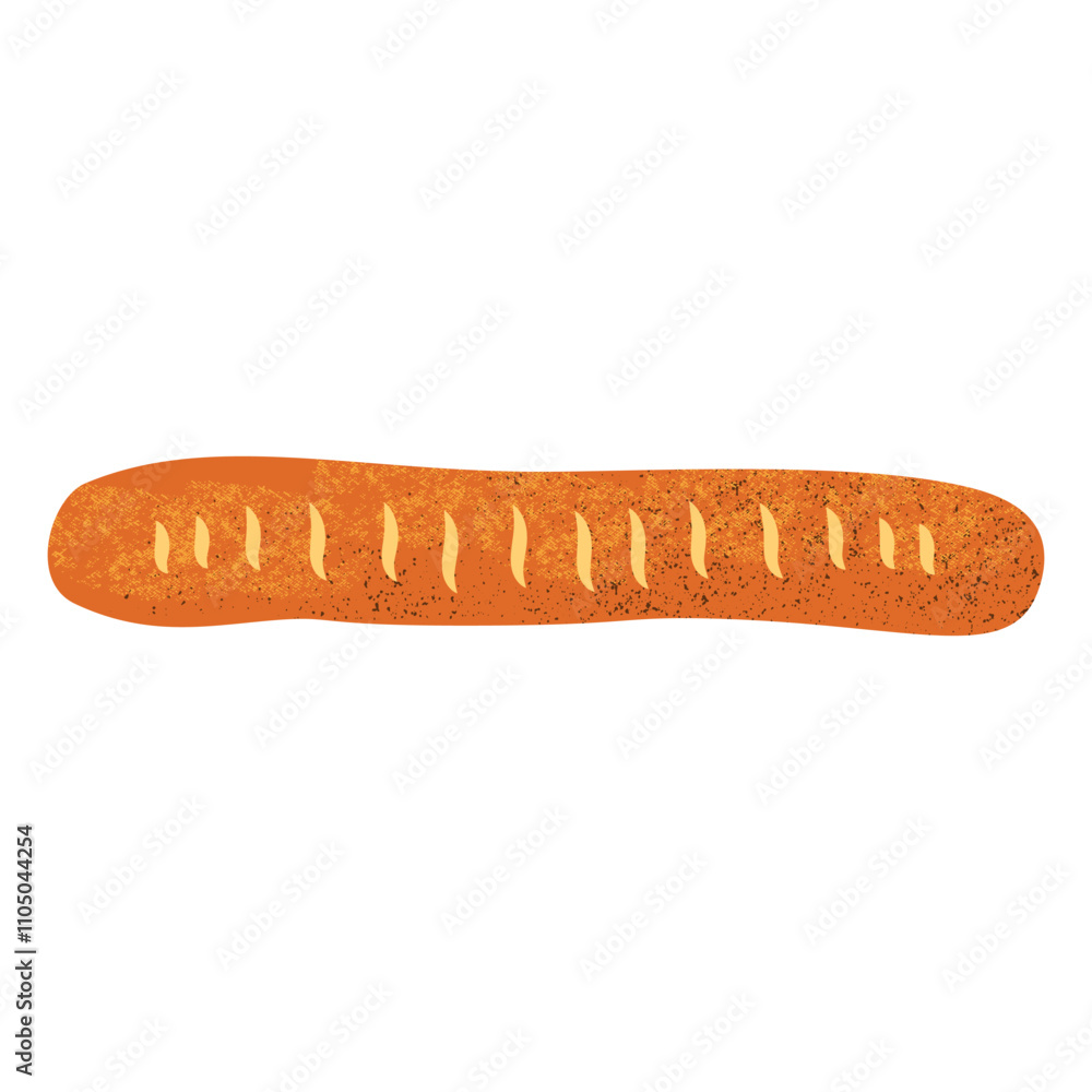 French bread loaf. Bakery product with wheat ears, cartoon organic baked food with flour and grain, healthy bread bun baguette. Vector illustration French bread loaf. Bakery product with wheat ears, cartoon organic baked food with flour and grain, healthy bread bun baguette. Vector illustration