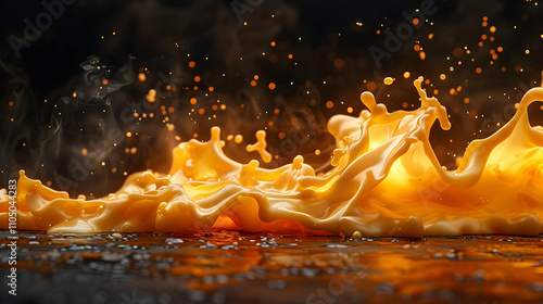Golden Liquid Splash 3D Render