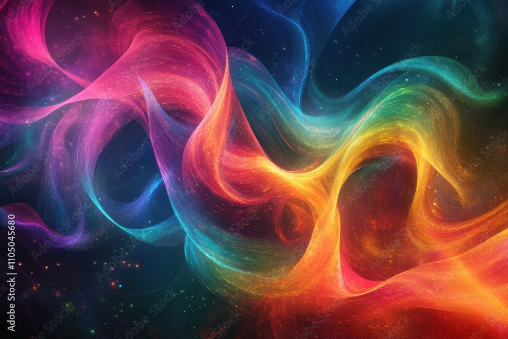 Obraz premium Visualization of data movement through dynamic designs on a black background