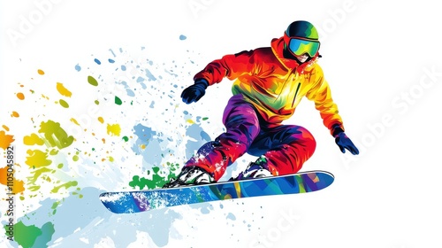 Colorful Snowboarder in Dramatic Vector Design
