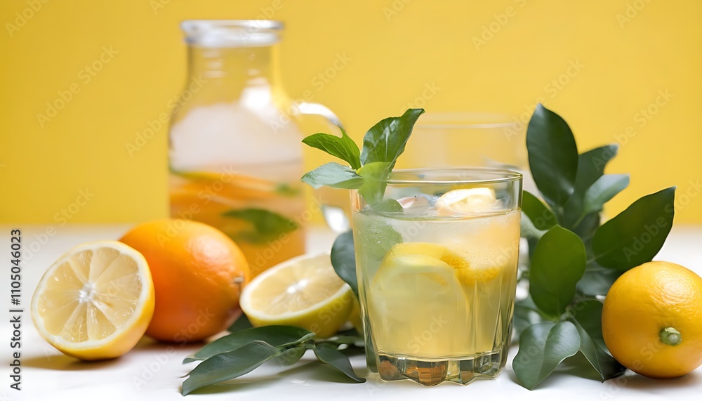 Fresh lemonade in a glass of coolness Fresh lemonade in a glass of coolness