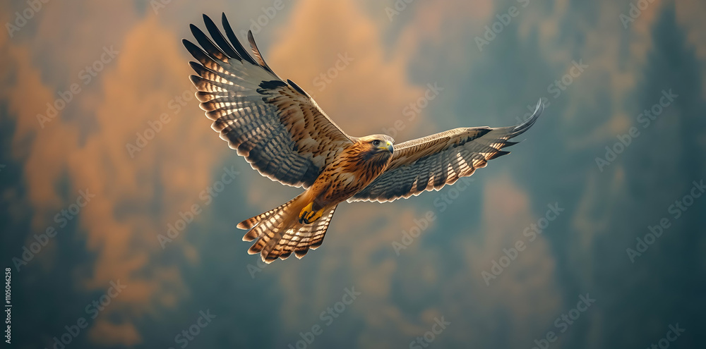 A majestic hawk soaring gracefully against a backdrop of autumn foliage. A majestic hawk soaring gracefully against a backdrop of autumn foliage.