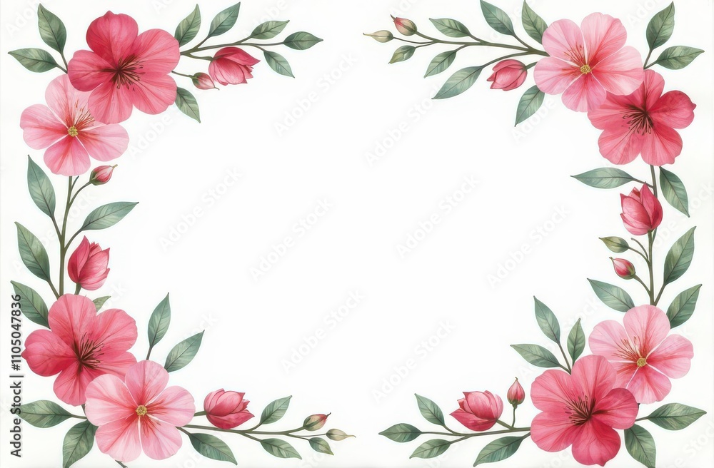 Fototapeta premium Watercolor style floral pattern frame