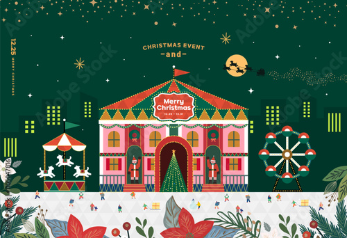 Christmas shopping illustration. Web-Banner. POP-UP
