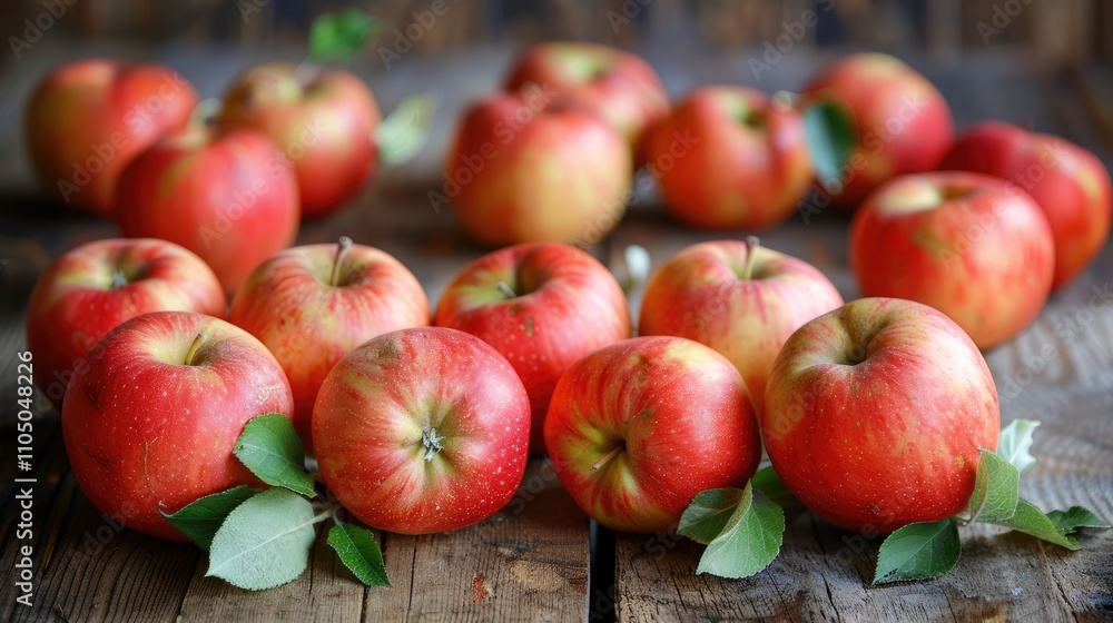 Jonagold apples displayed on a wooden surface Jonagold apples displayed on a wooden surface