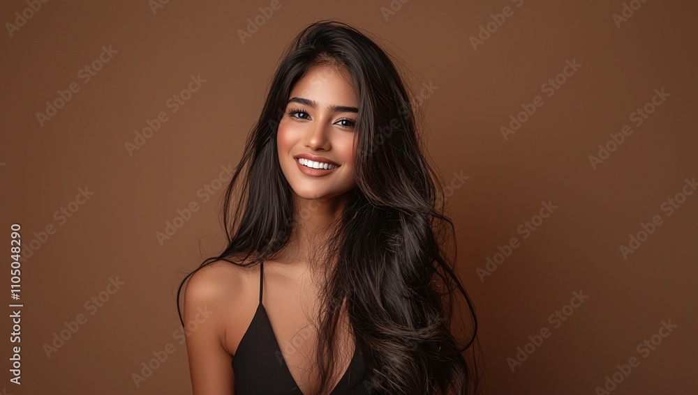 Female model with long wavy hair Female model with long wavy hair