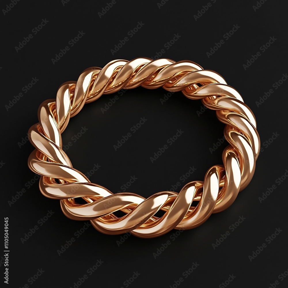 Obraz premium Shimmering Gold Bracelet Icon in Smooth 3D Render with Spotlight Effect