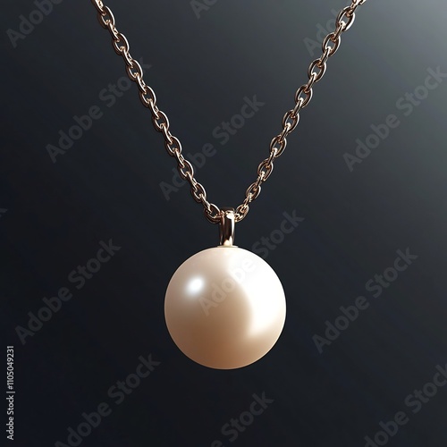 Captivating 3D Icon of a Luxurious Pearl Necklace on a Solid Background