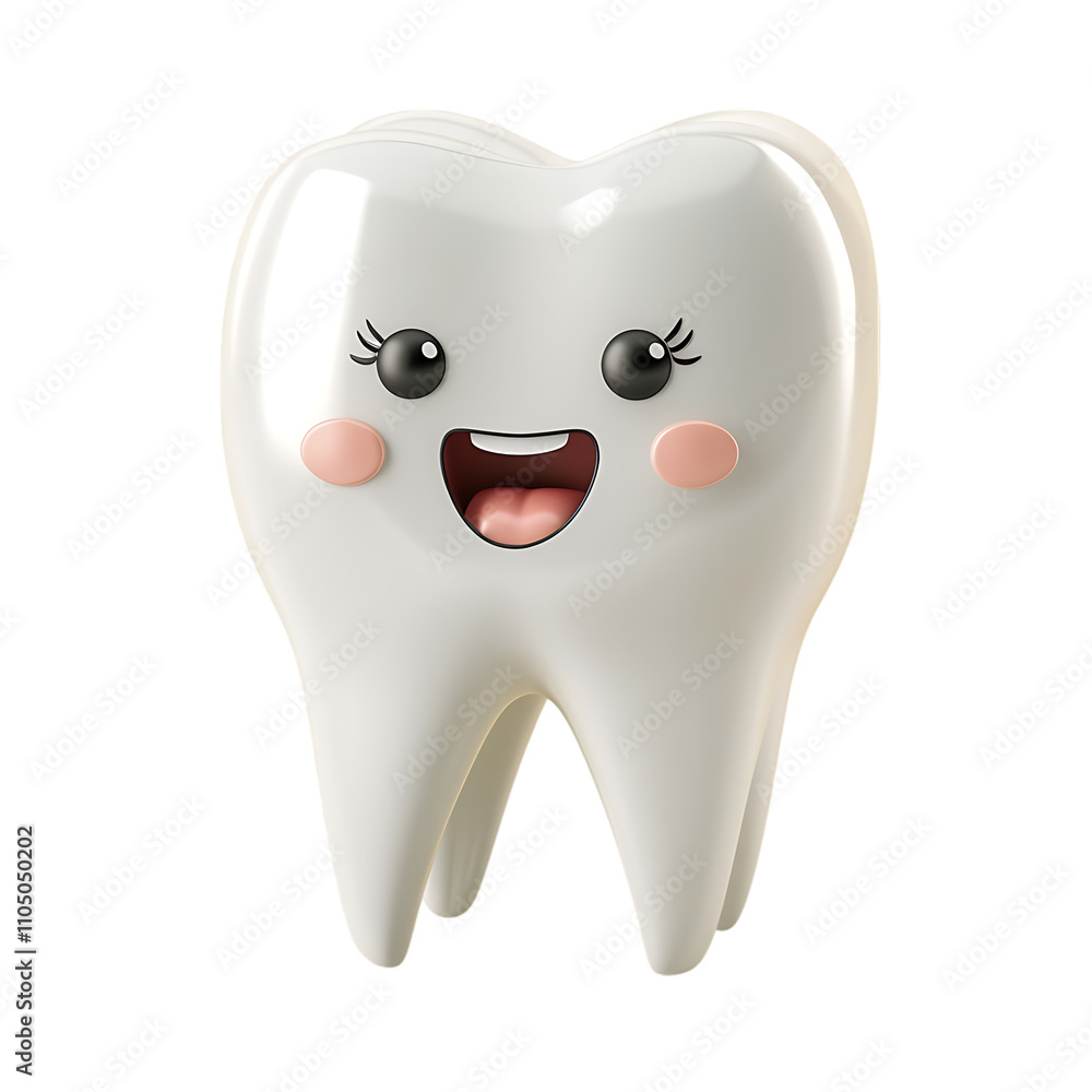 Happy Tooth Cartoon in Smooth 3D Style Isolated for Fun and Kids Themes - Transparent PNG Happy Tooth Cartoon in Smooth 3D Style Isolated for Fun and Kids Themes - Transparent PNG