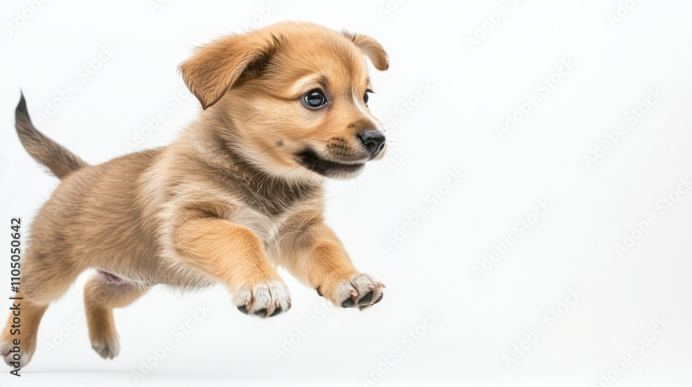 Adorable Puppy Leaps Joyfully Through Air Adorable Puppy Leaps Joyfully Through Air