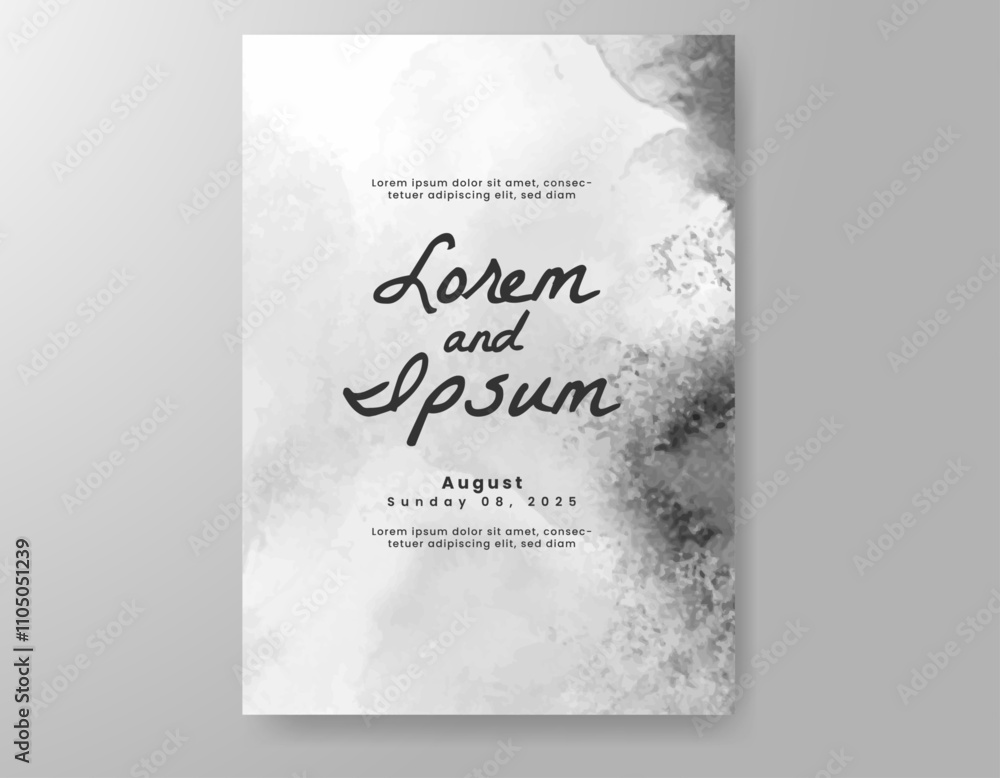 Wedding card invitation template with hand painted watercolor splash Wedding card invitation template with hand painted watercolor splash