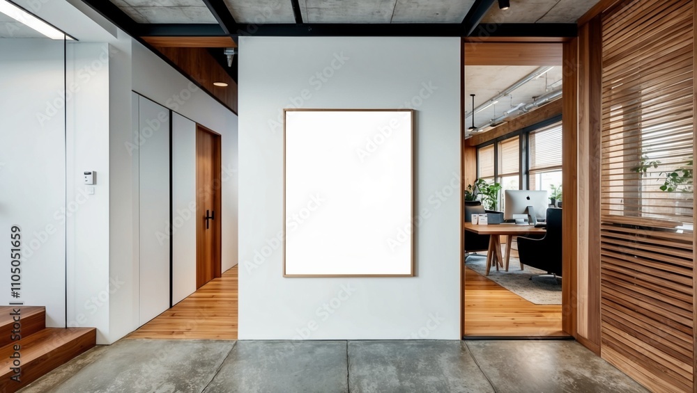 Empty, light-filled interior space with wooden floor, open door, and large window offering a view Empty, light-filled interior space with wooden floor, open door, and large window offering a view