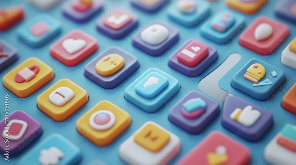 Colorful App Icons on a Blue Background Colorful App Icons on a Blue Background