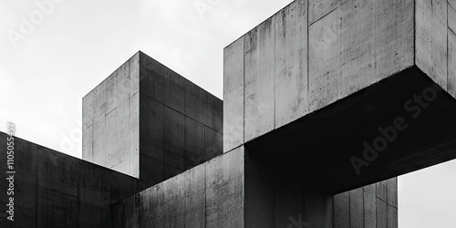 Dark cement billboards set against a white backdrop create a striking visual contrast  emphasizing the boldness of the black cement against the pure white.