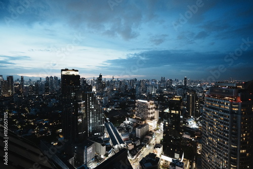 Canvas Print bangkok city skyline night