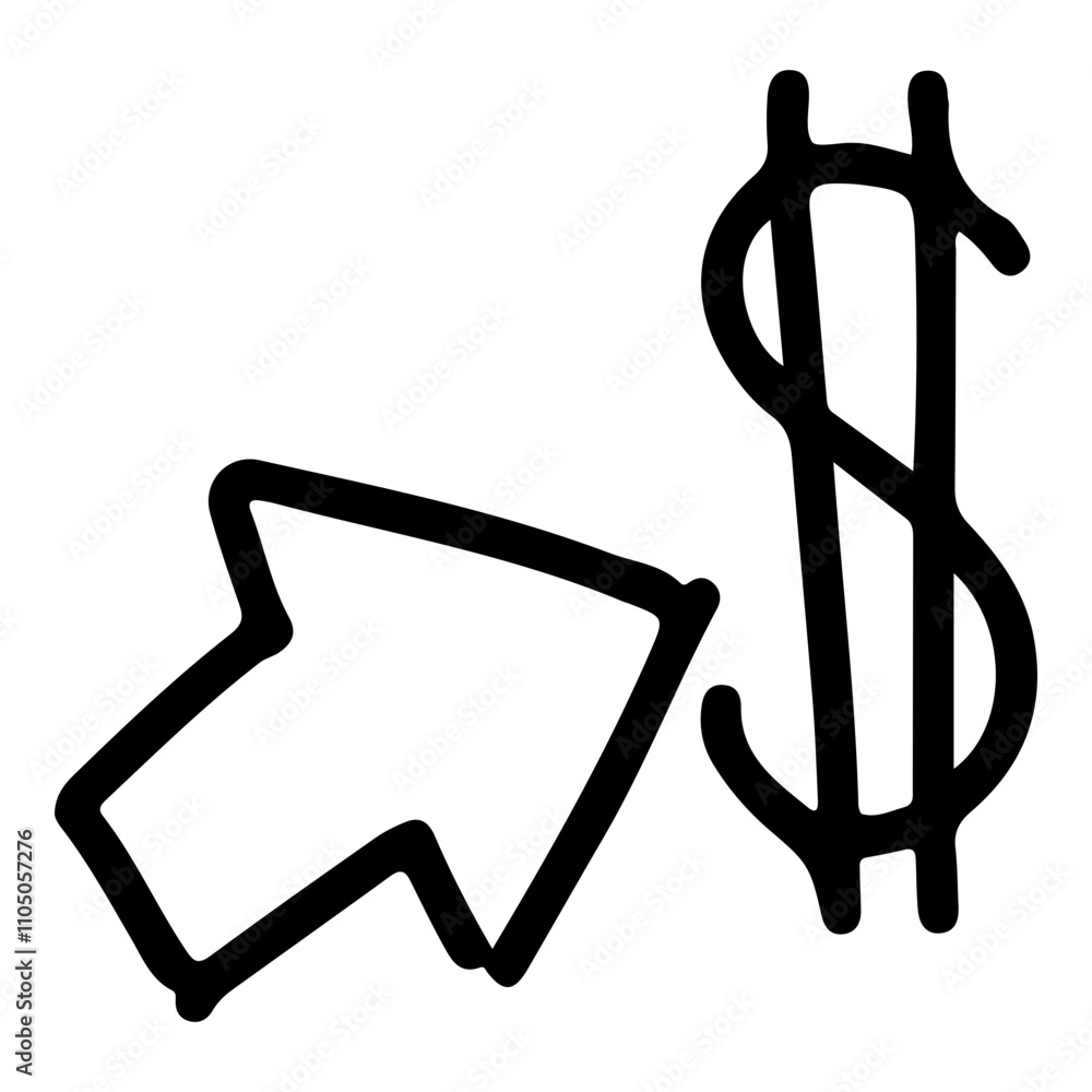 Doodle Icon of Click on Dollar Doodle Icon of Click on Dollar