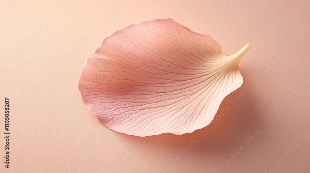 Fototapeta premium A delicate pink petal resting on a soft pastel background.