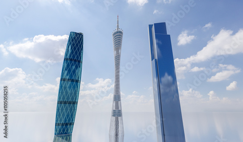 3D rendering of antenna illustrations for landmark buildings in the Greater Bay Area of Guangdong, China photo